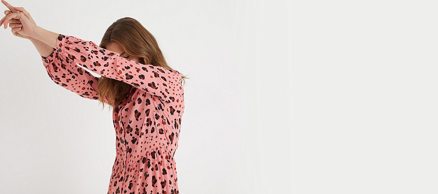 Leopard Print Coral Midi Shirt Dress | Oliver Bonas