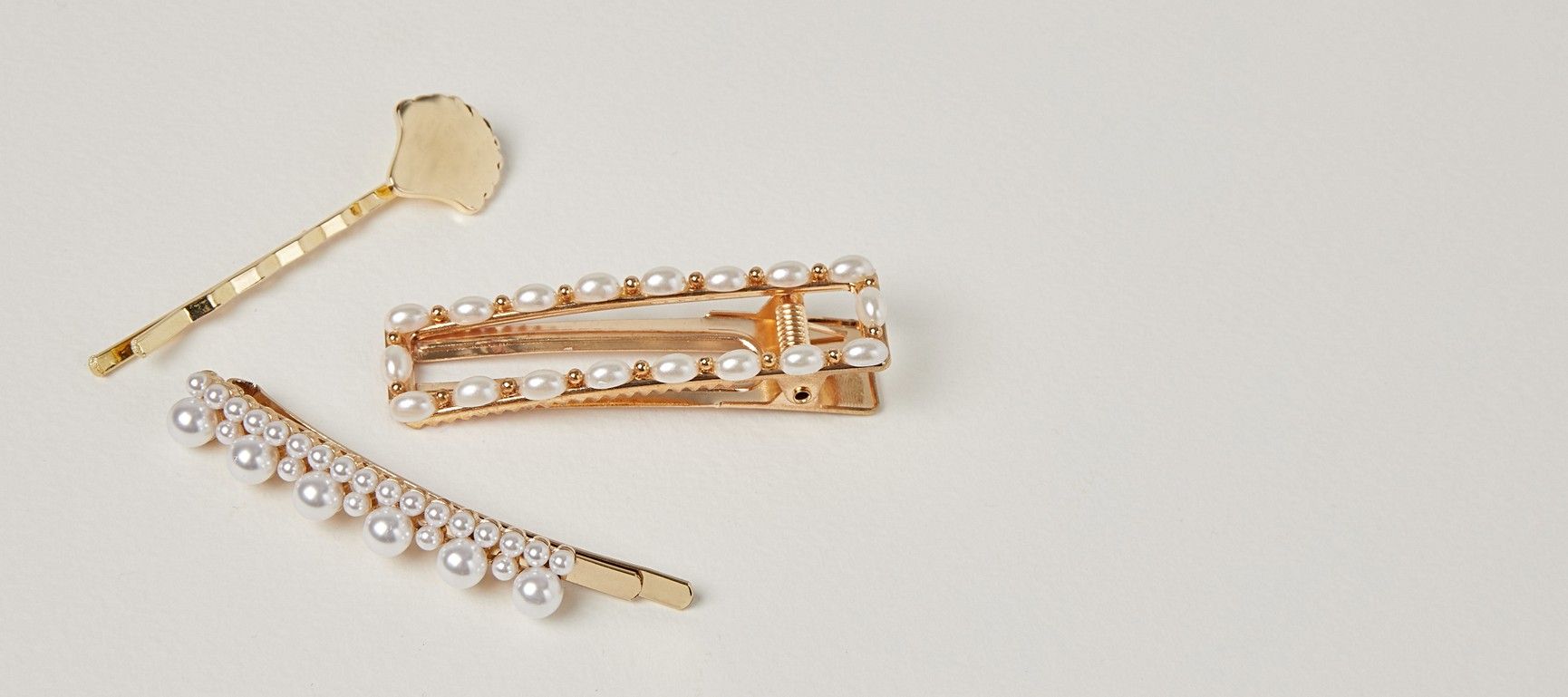 Ava Faux Pearl Hair Slides Pack of Three | Oliver Bonas