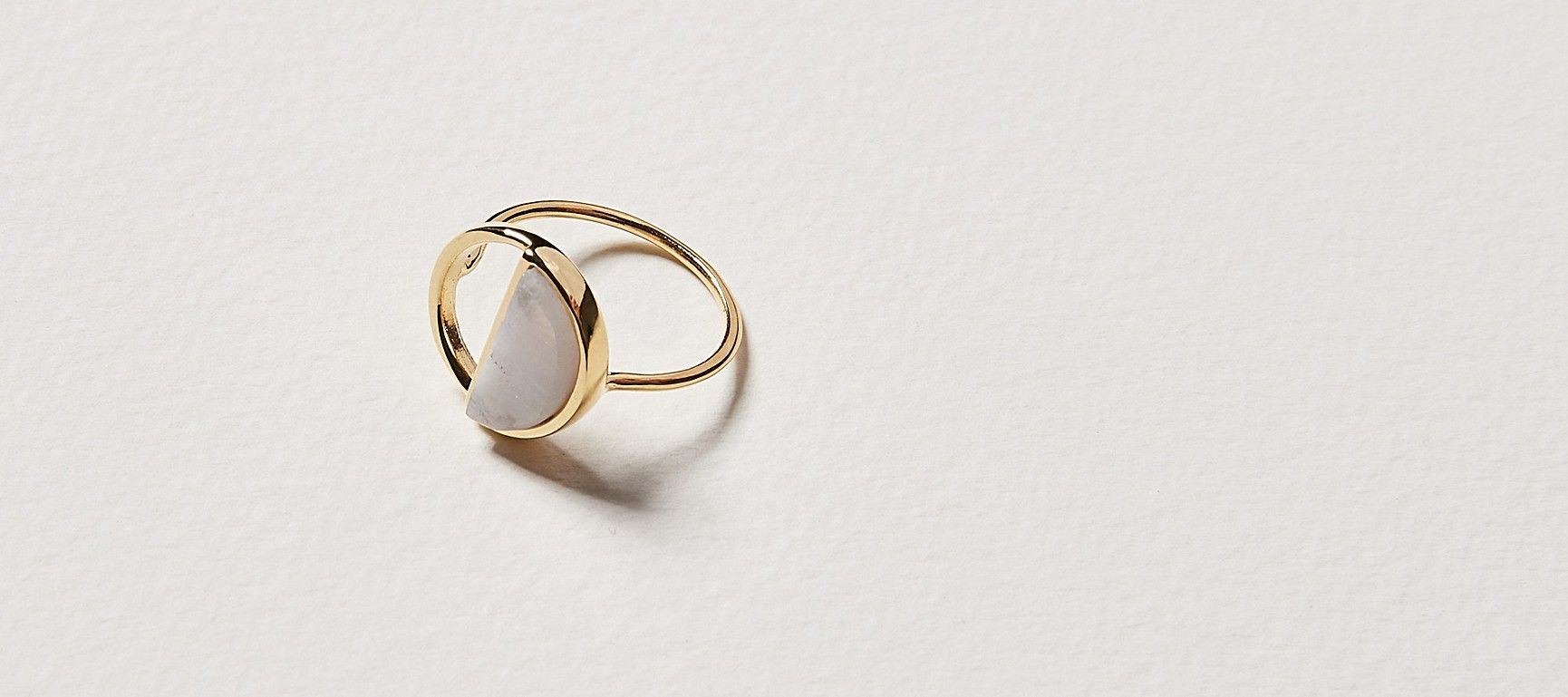 Roxanne Geo Blue Agate & Gold Plated Ring | Oliver Bonas