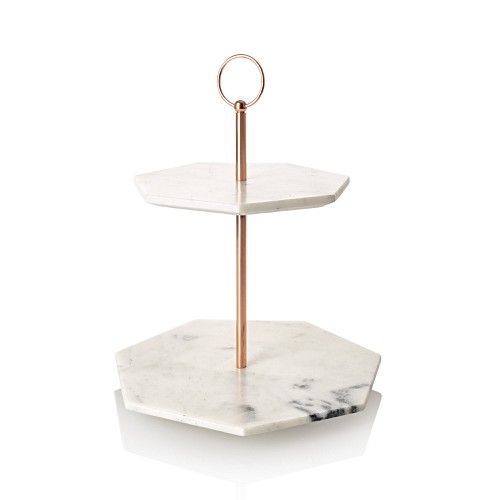 Double Tiered Marble Cake Stand | Oliver Bonas