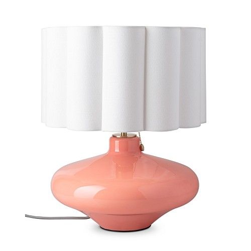 Aalto Pink Glass & Scalloped Shade Table Lamp | Oliver Bonas