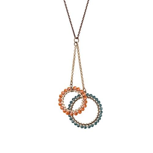 Ornette Orange Beaded Loop Long Pendant Necklace | Oliver Bonas
