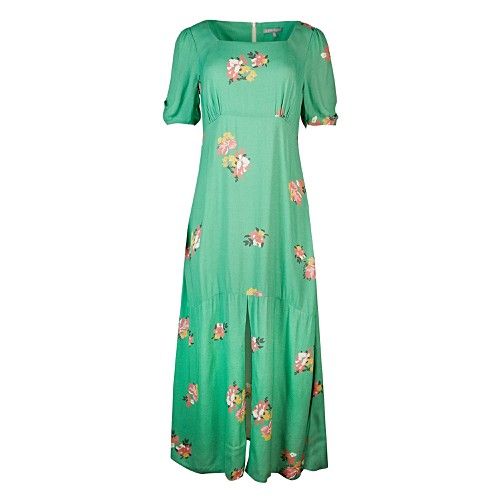 Floral Bloom Print Green Midi Dress | Oliver Bonas