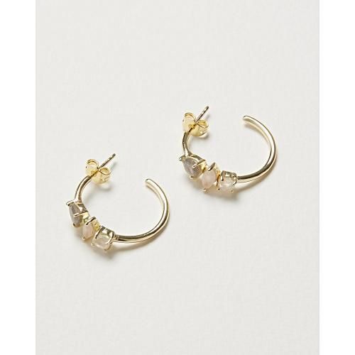 Albizia Multi Stone Gold Plated Hoop Earrings | Oliver Bonas