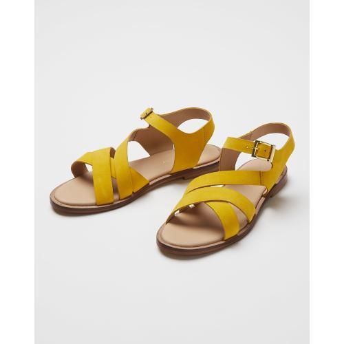 Crossover Yellow Leather Sandals | Oliver Bonas US