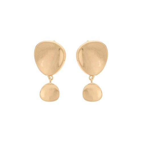 Peyo Curved Pebble Gold Plated Drop Earrings | Oliver Bonas US