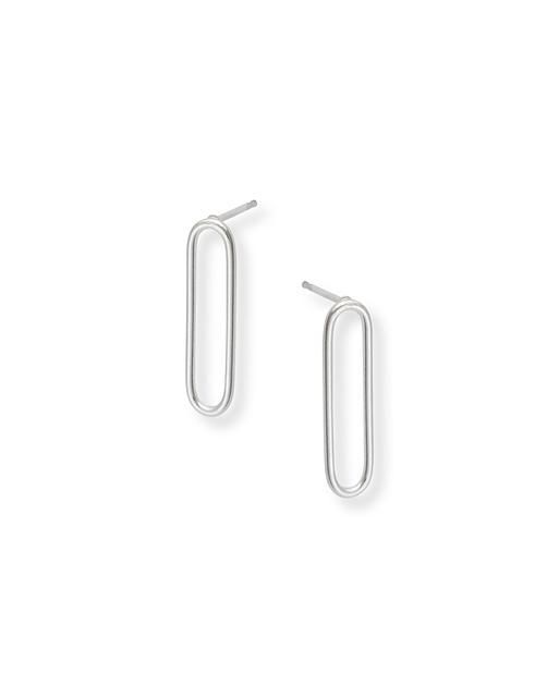 Silver Delicate Oblong Stud Earrings | Oliver Bonas