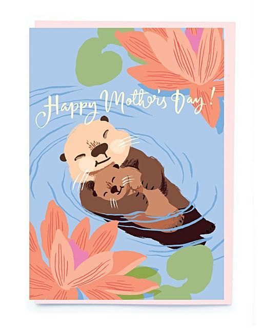 Baby Otter And Mum Mother s Day Card Oliver Bonas