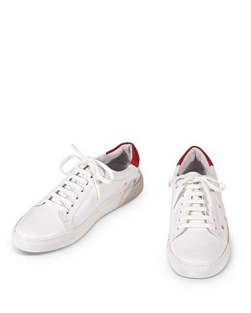 Embroidered Star White Leather Trainers | Oliver Bonas