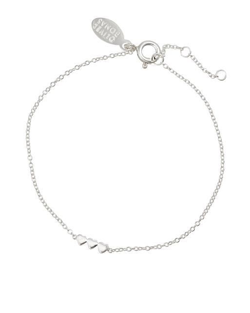 Tiny Triple Heart Silver Chain Bracelet | Oliver Bonas