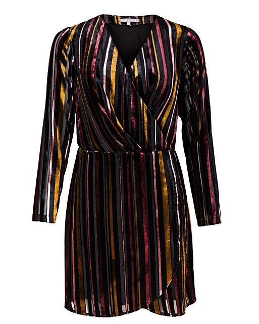Velvet Stripe Black Mini Dress | Oliver Bonas