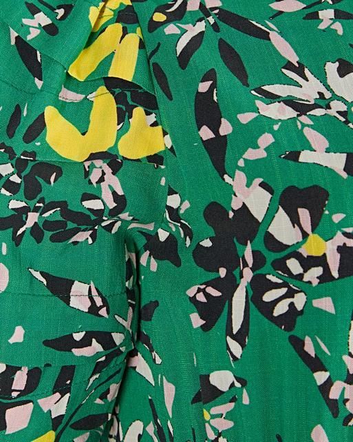 Textured Bloom Floral Print Green Midi Dress | Oliver Bonas