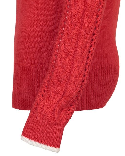 Cable Sleeve Red Jumper | Oliver Bonas