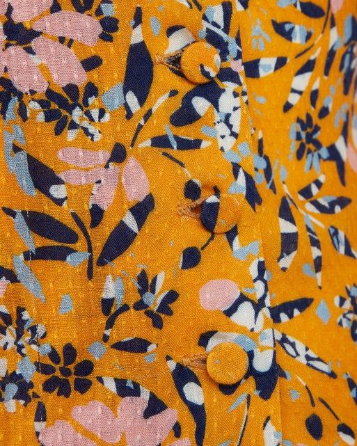 Textured Bloom Floral Print Orange Wrap Top | Oliver Bonas