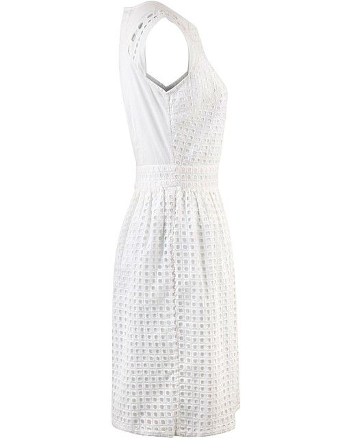 White Geo Square Cutwork Dress | Oliver Bonas